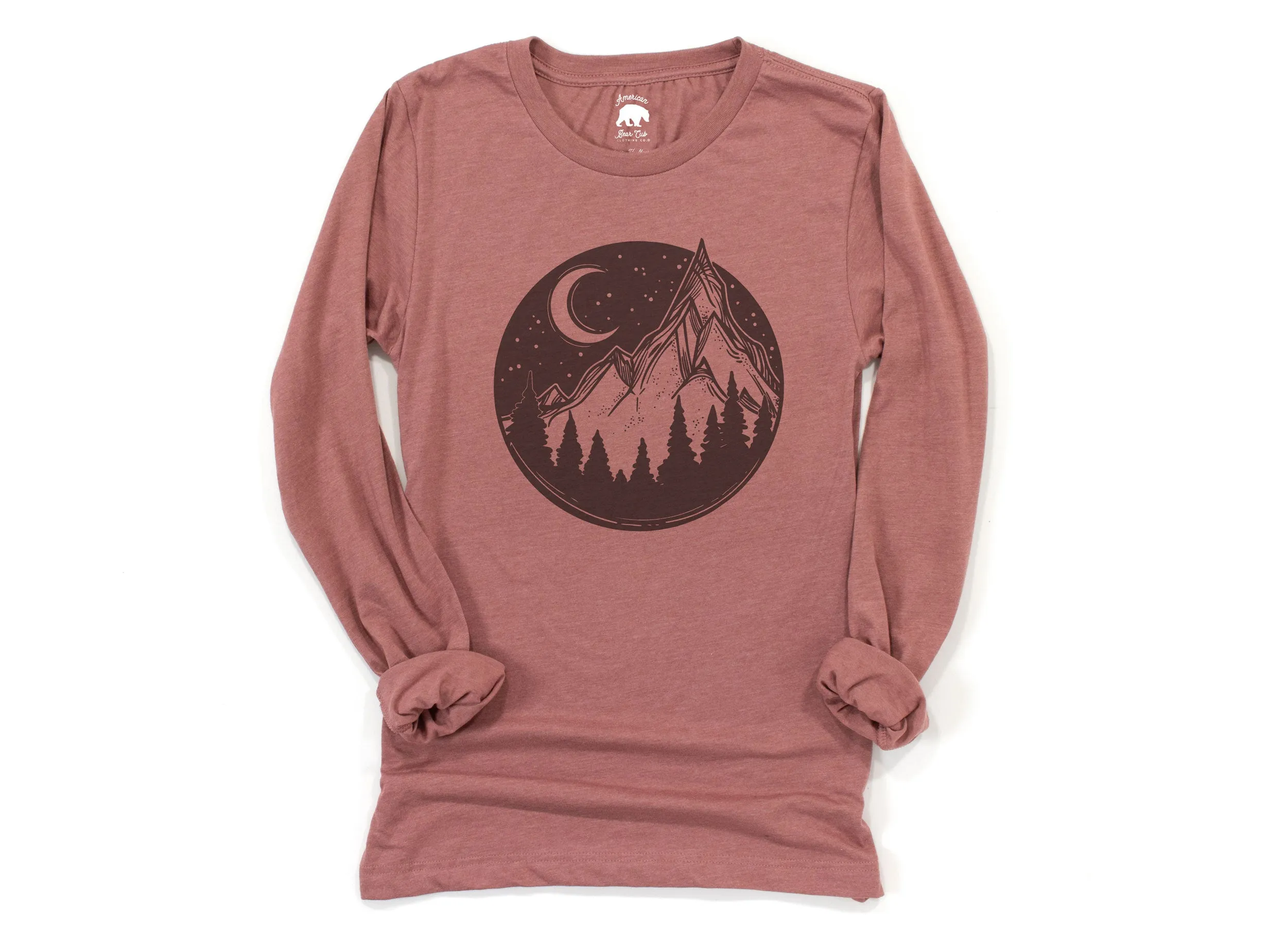 Mountain Night Sky Adult Long Sleeve Shirts