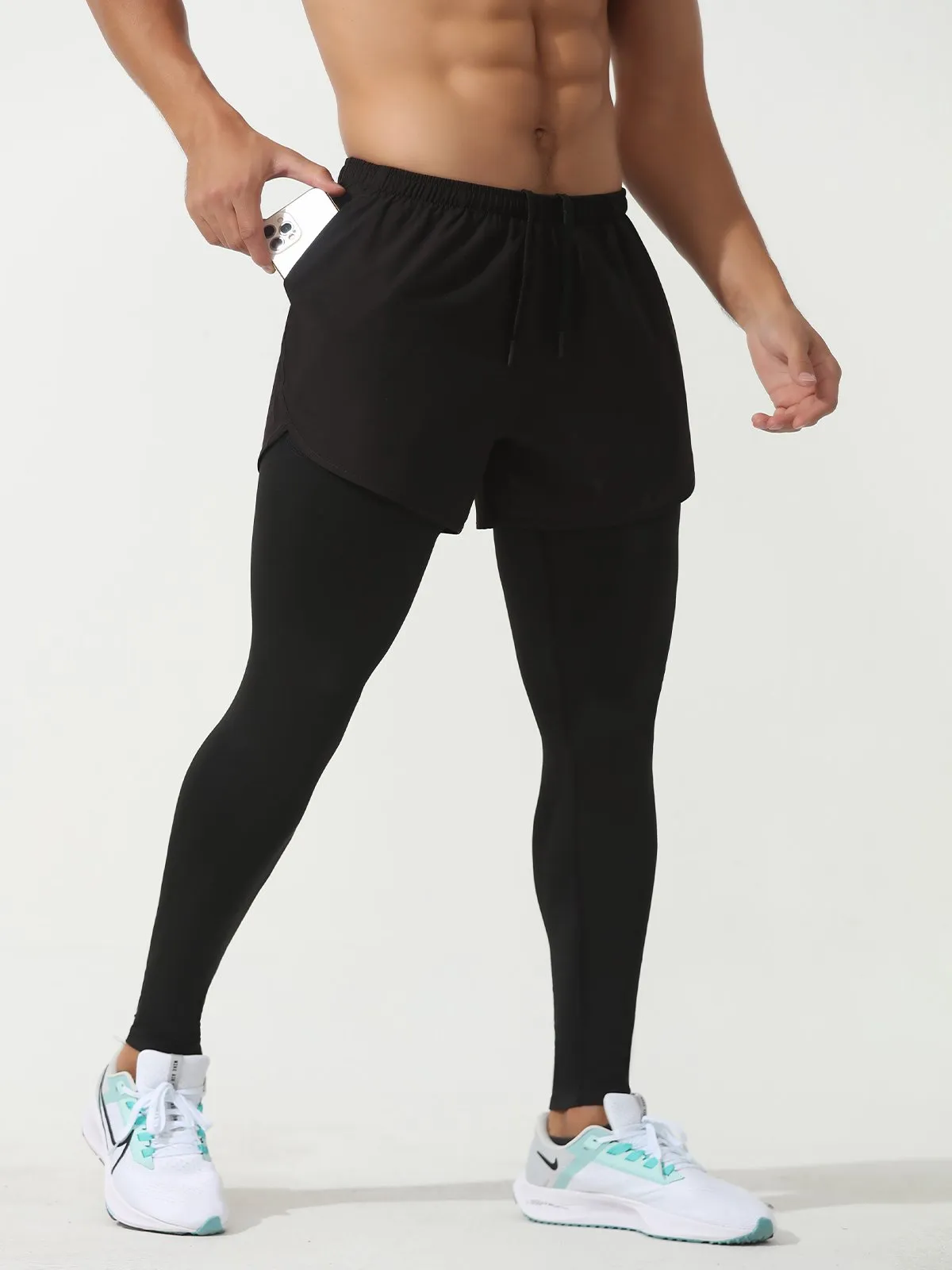 M's Interval Workout Pant 2 in 1 Compression Tight   Short Combo