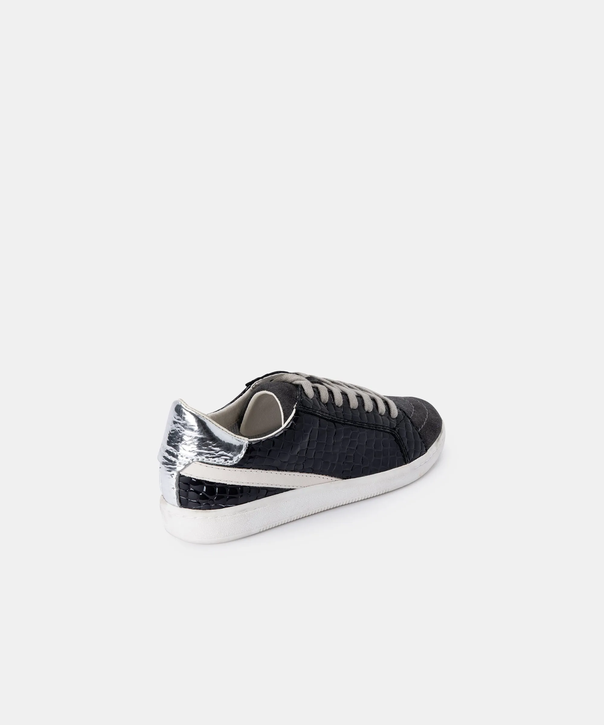 NINO SNEAKERS IN ANTHRACITE PATENT CROCO LEATHER - re:vita