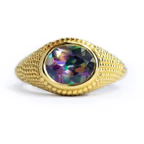 Nubia Oval Mystic Topaz Yellow Gold Ring Size 7US