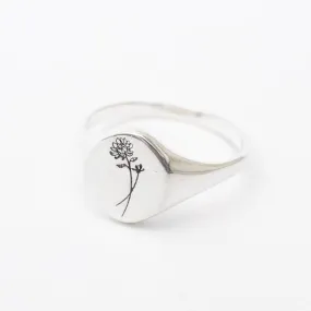 October Birth Flower Signet Ring