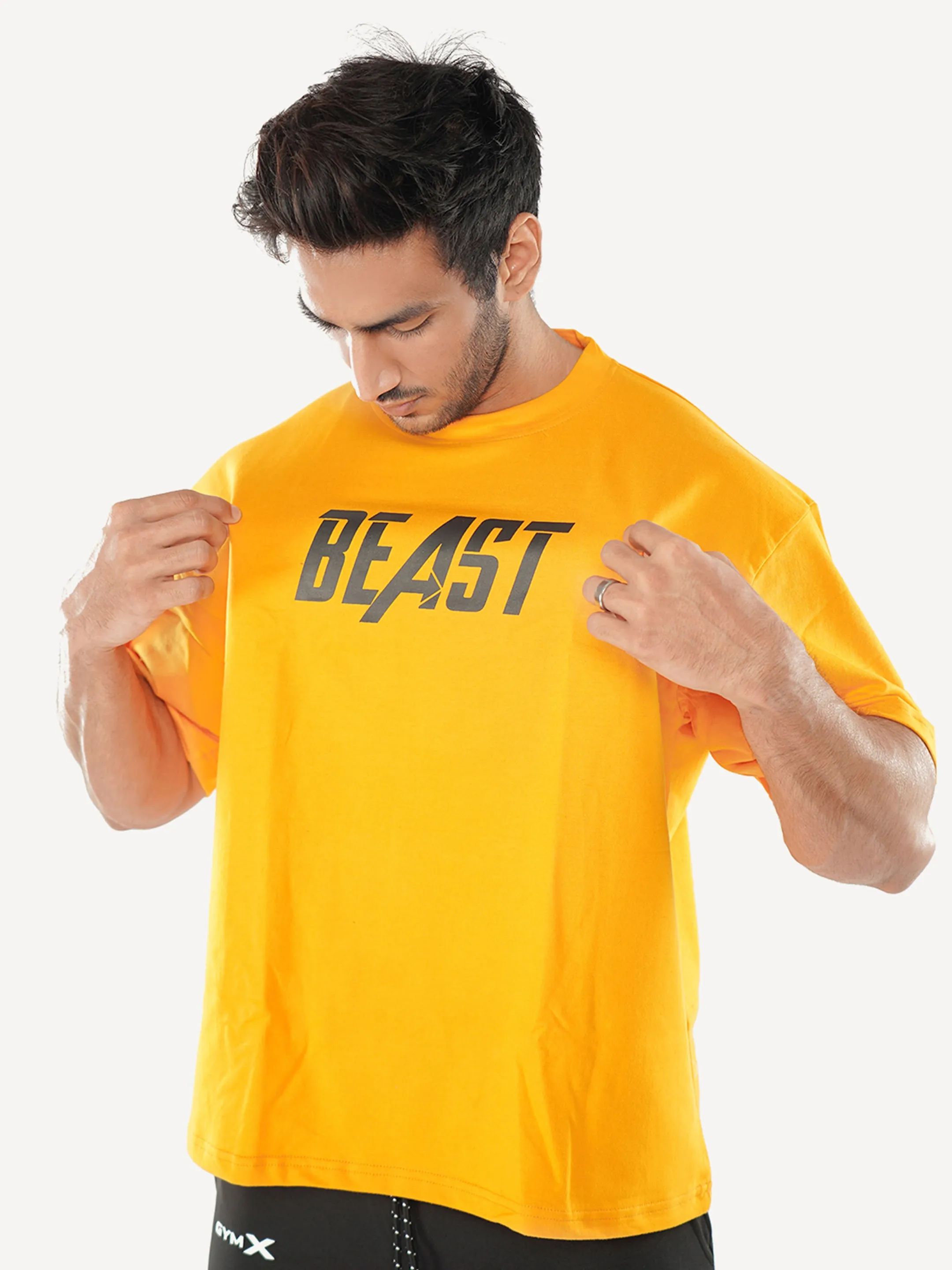 Oversized GymX Yellow Tee: Beast- Sale