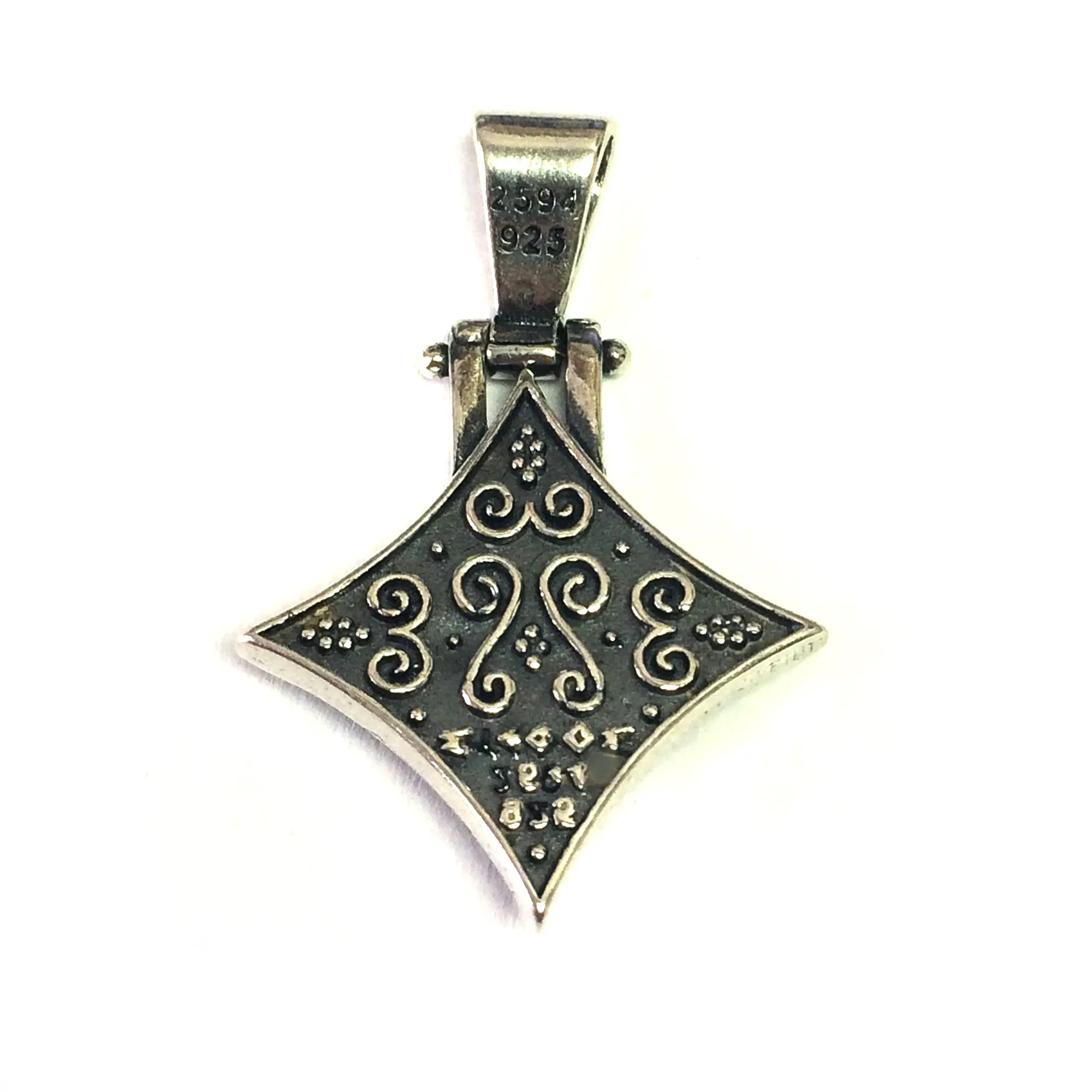 Oxidized Sterling Silver Byzantine Style Rhombus Pendant