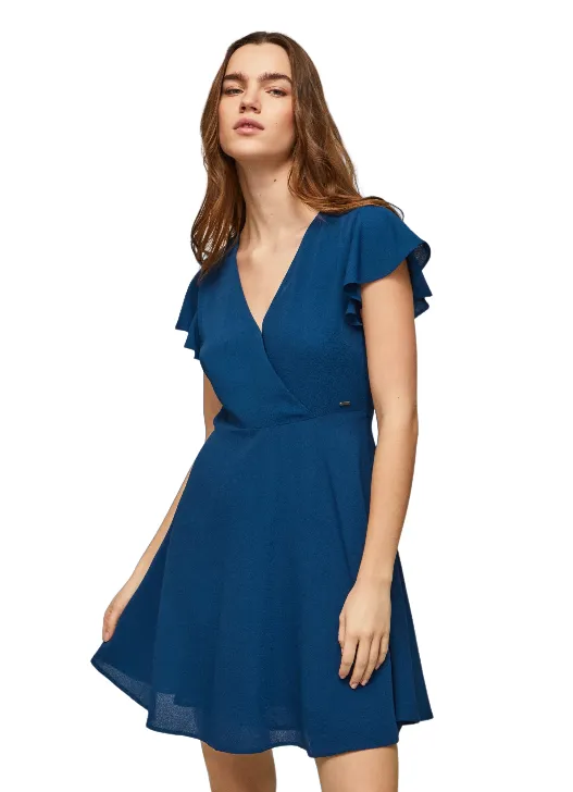 Pepe Jeans Women's dress with crossed neckline Patrizia PL953269 588 ocean blue 