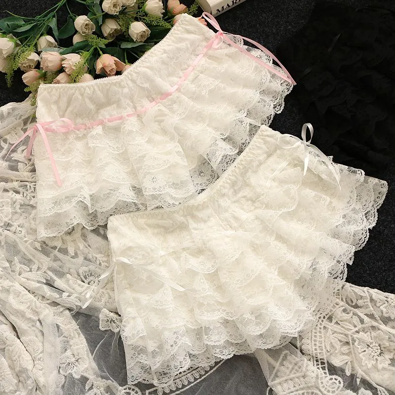 Pink Crop Top - Cute Lace Trim with Bow Decoration