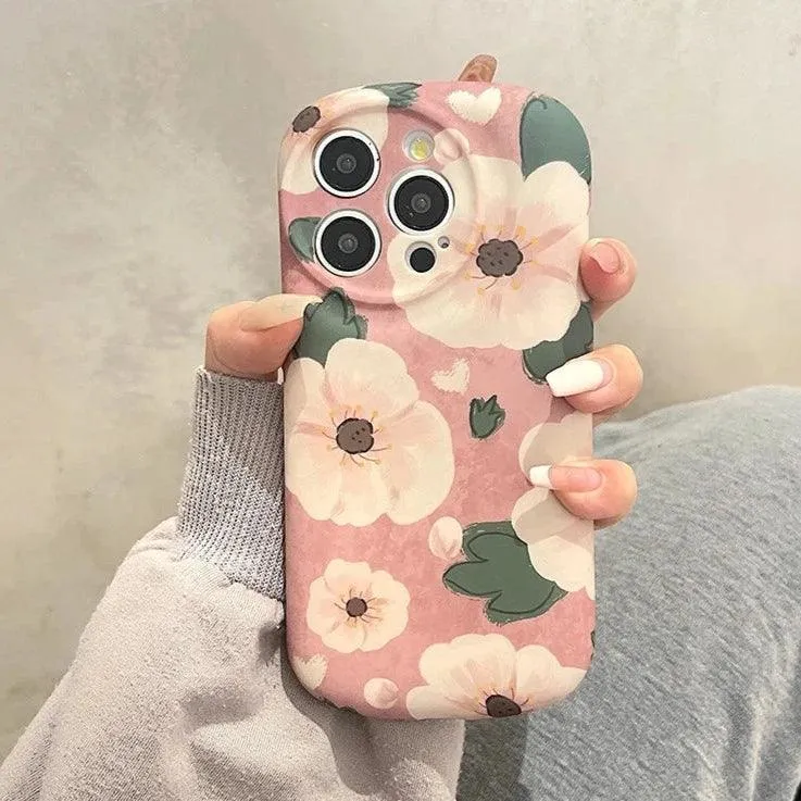 Pink Flowers - Soft Cute Phone Case KCPC For iPhone 15 Pro Max, 14, 13, 11, or 12