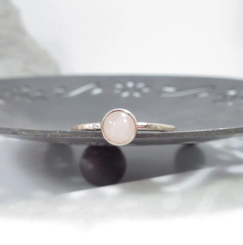 Ring Rose Quartz Gemstone 1mm Wide Choose Your Metal, Size and Texture