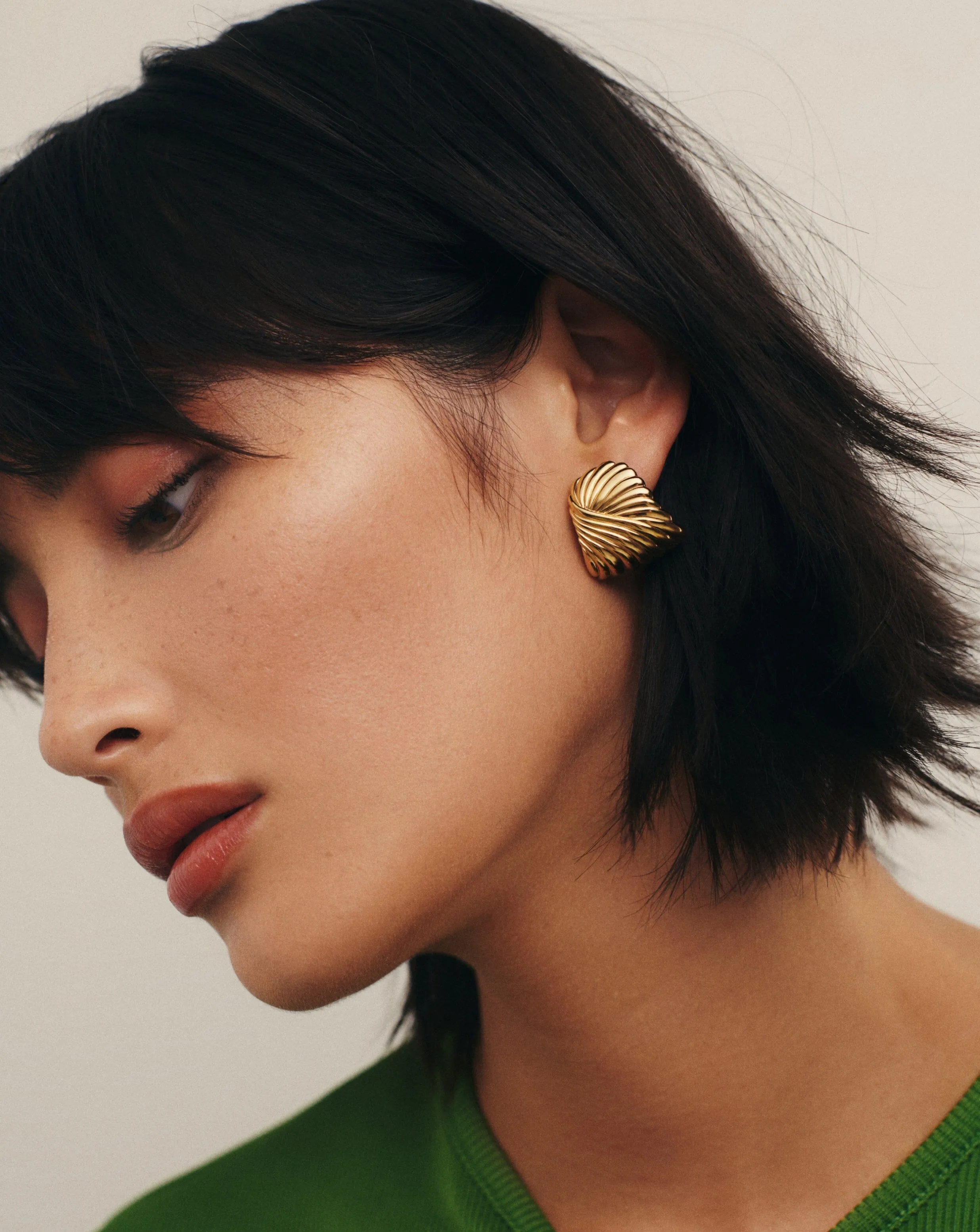 Ripple Oversized Stud Earrings | 18ct Gold Plated