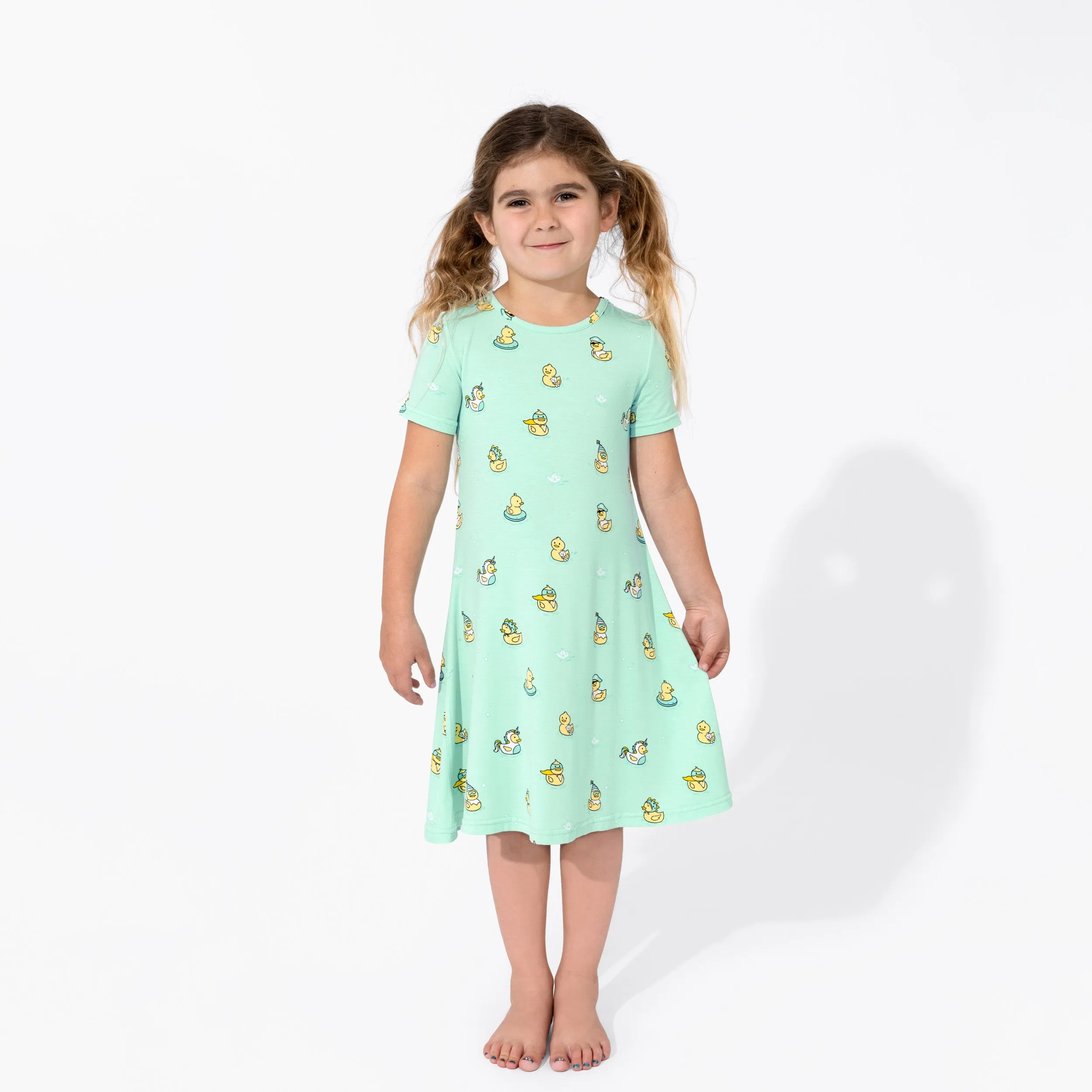 Rubber Ducky Bamboo Girls' Short Sleeve Dress