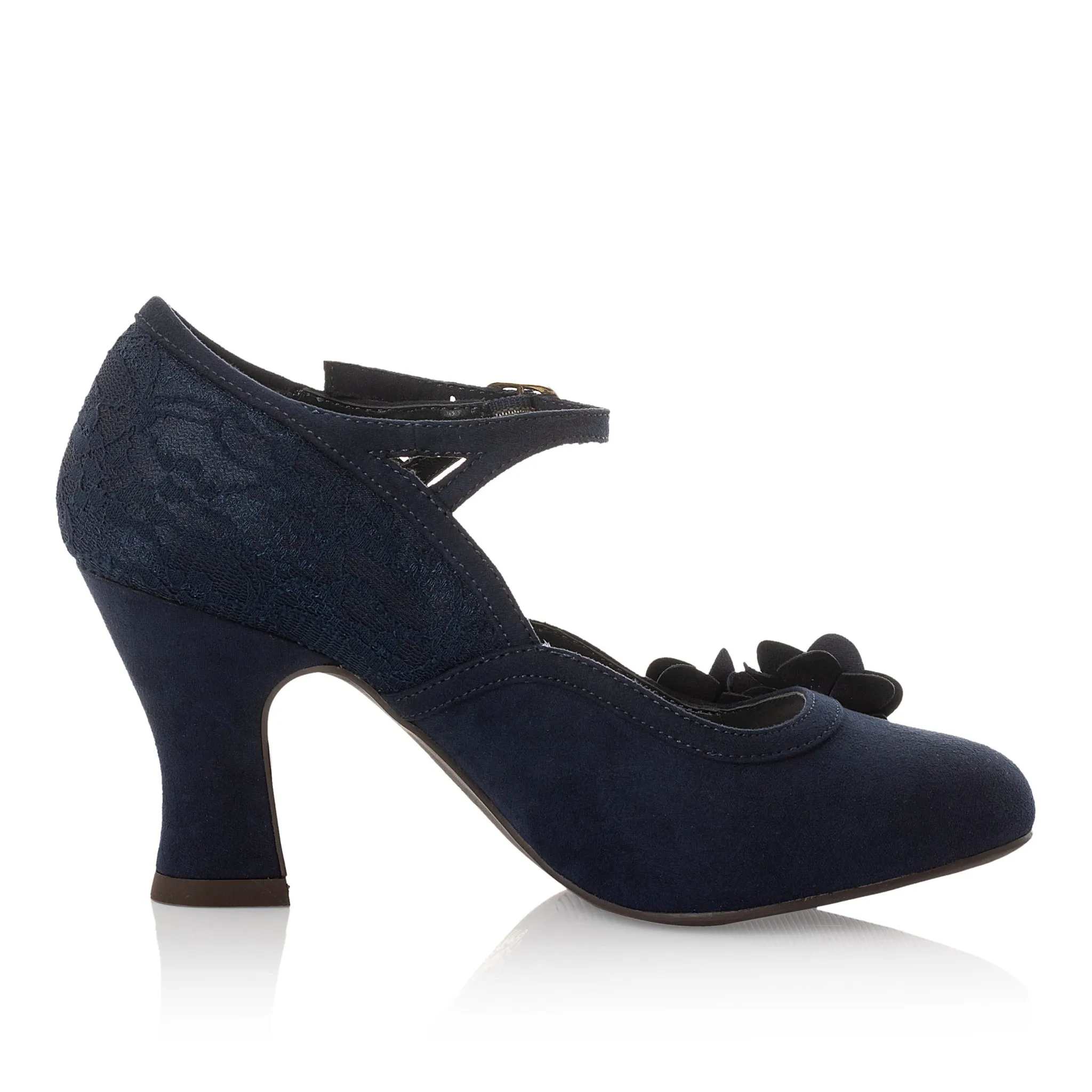 Ruby Shoo Lynn Navy Blue Heeled Corsage Court Shoes