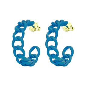 Sheila Fajl Petite Painted Chain Hoop Earrings in Blue