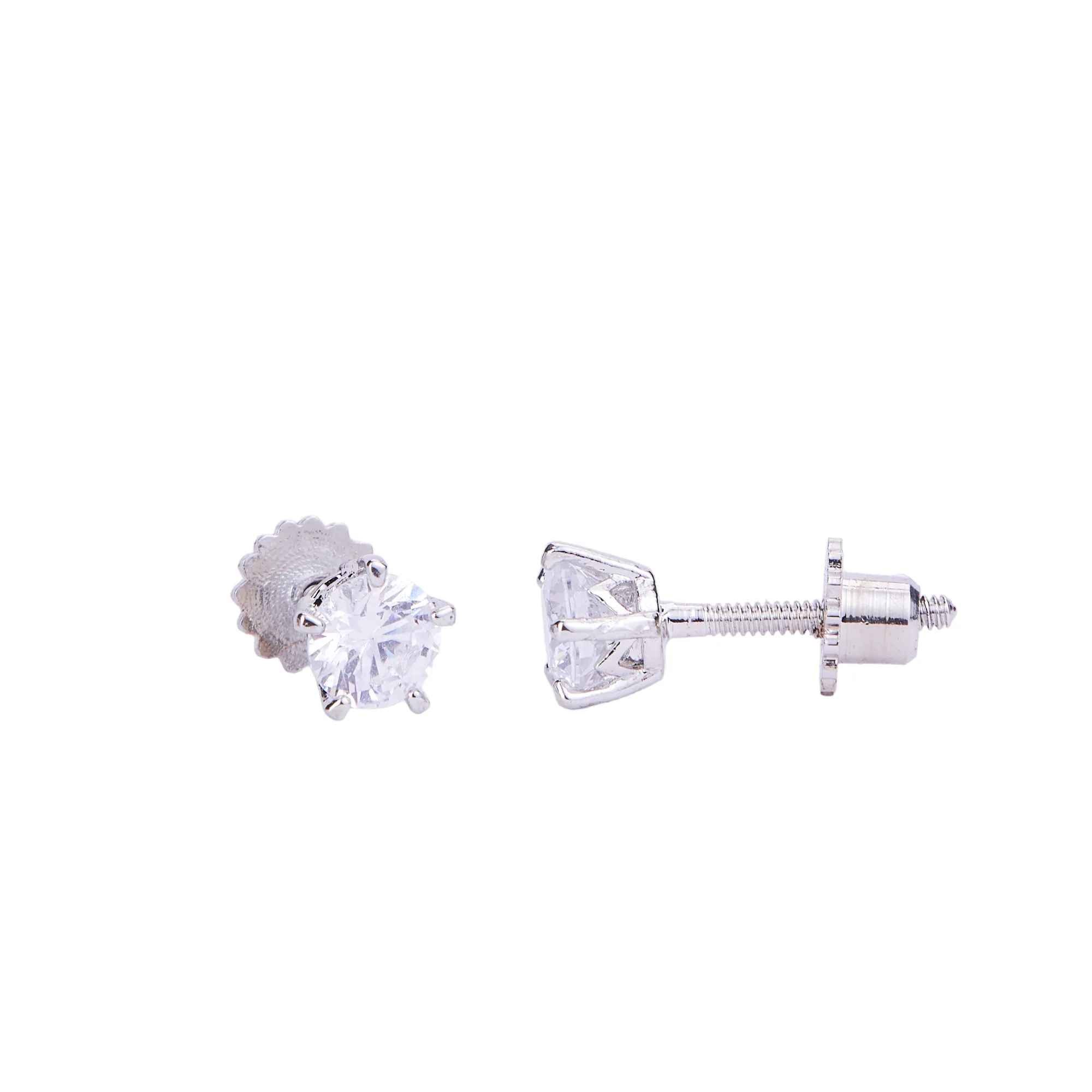 Single White Stud Screw Earrings