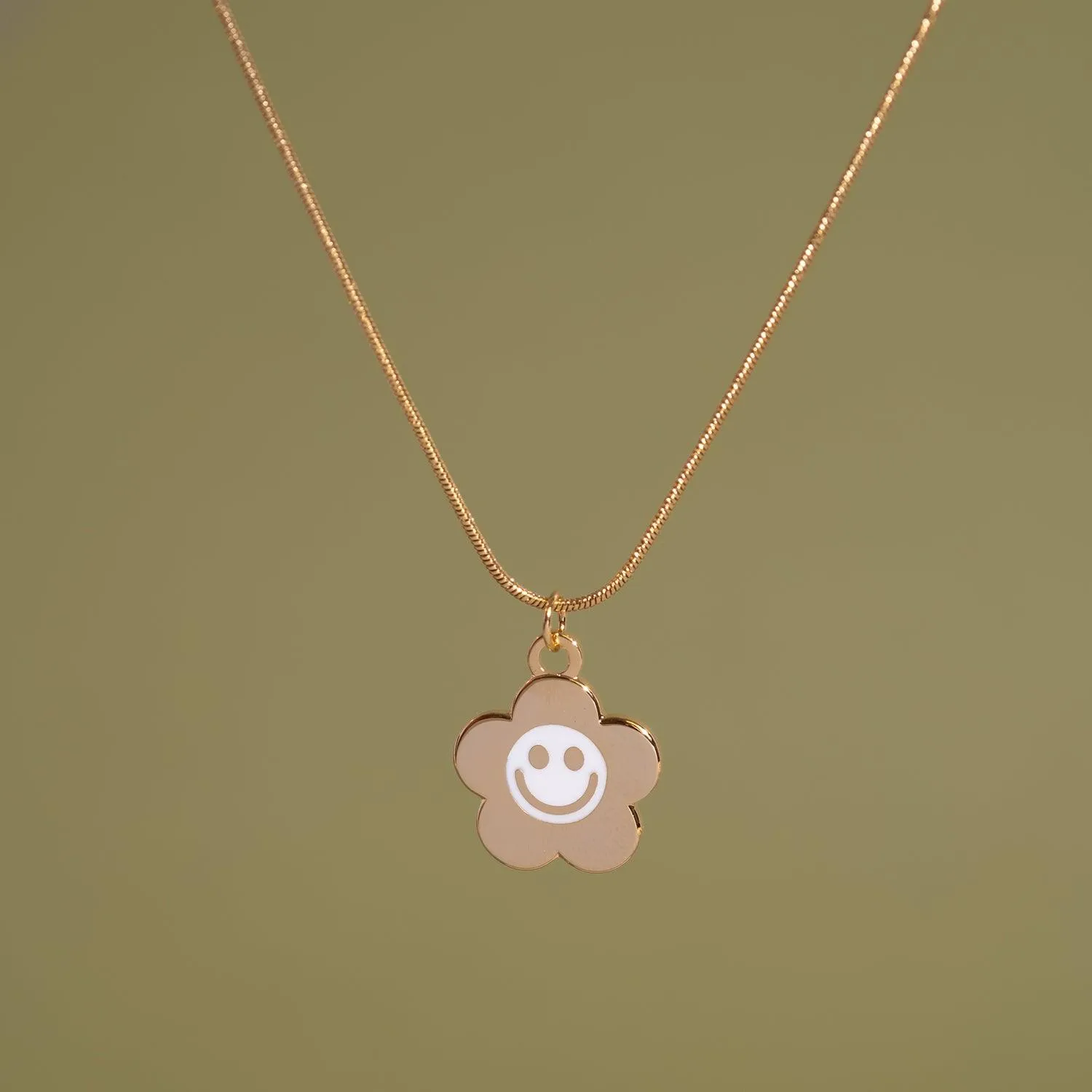 Smiley Daisy Charm Necklace