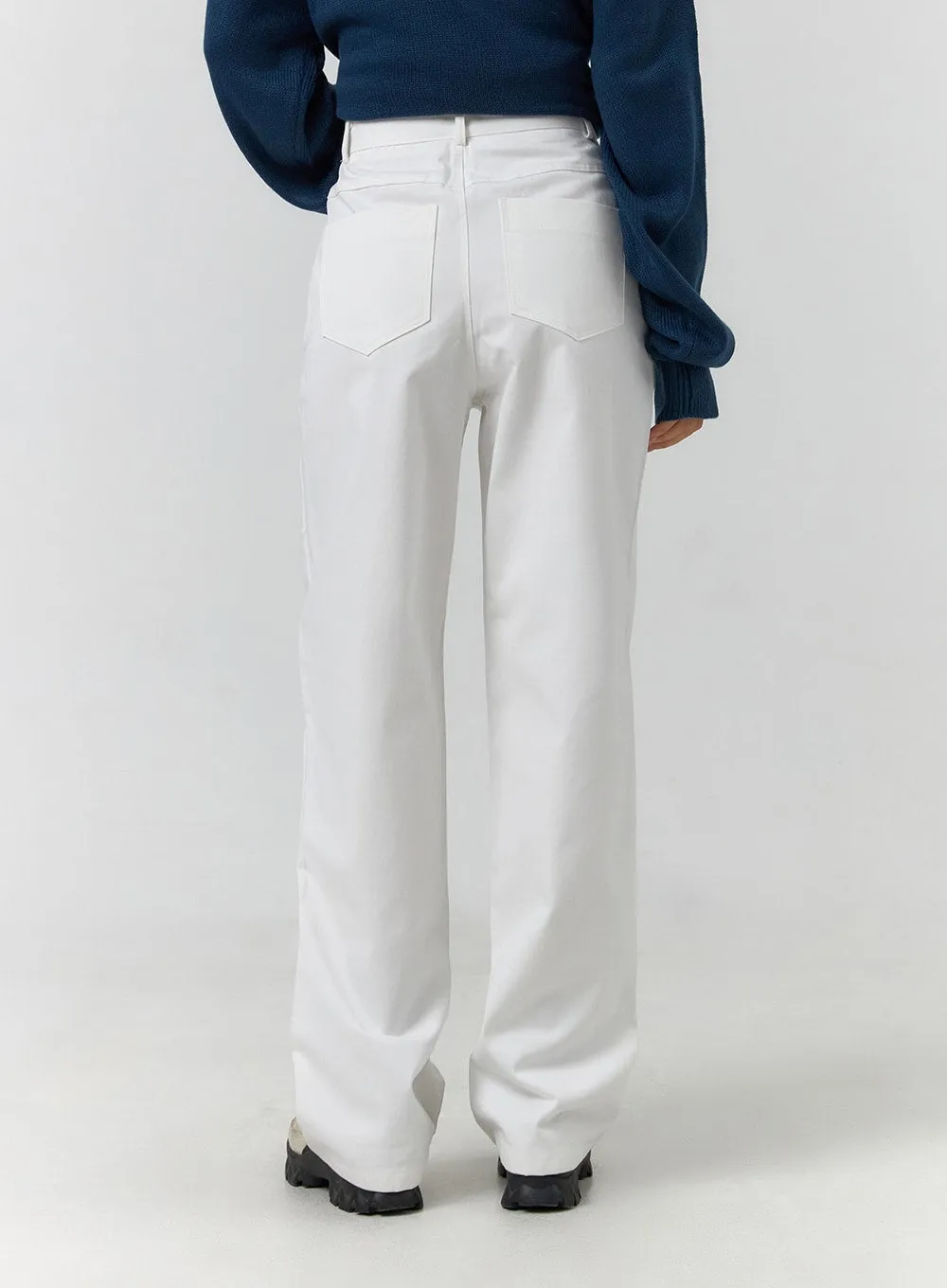 Solid Cotton Straight Pants CF401