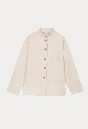 Solid Fitted Buttoned Shirt Jacket