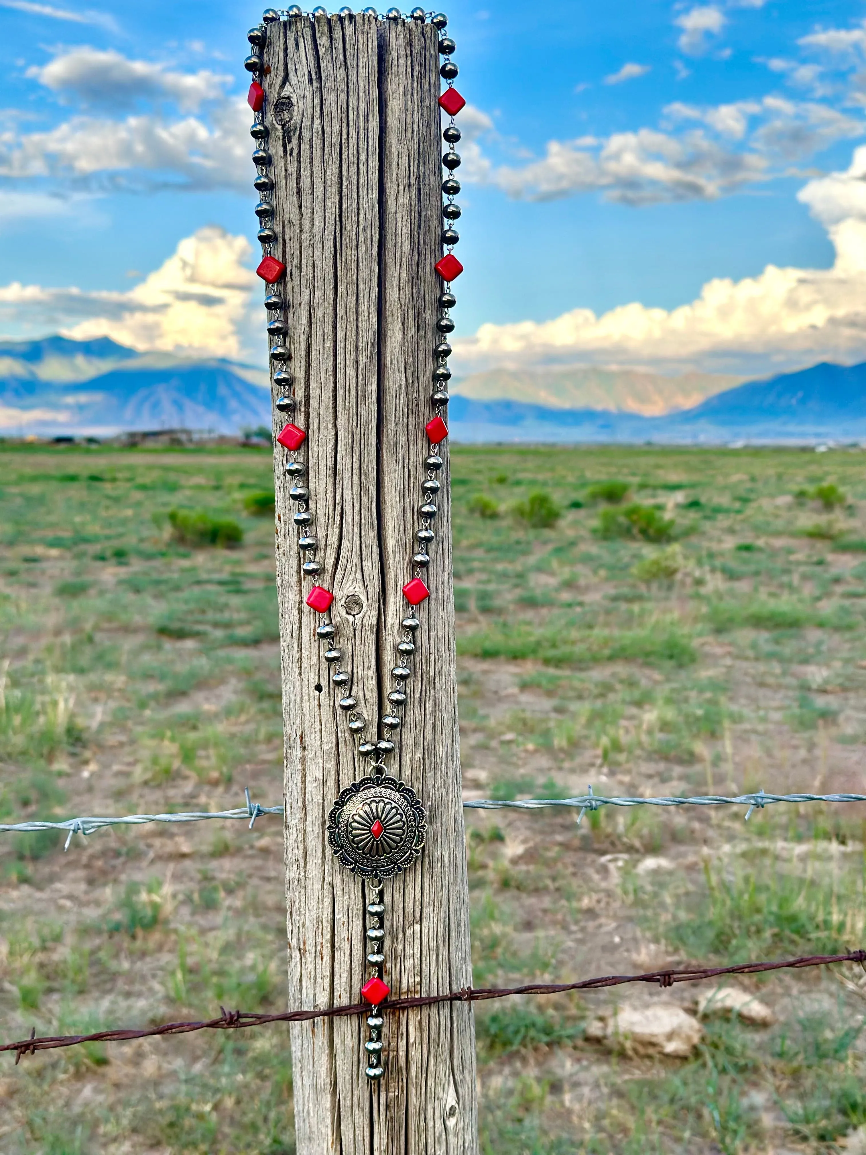 The Big Springs Coral Concho Necklace