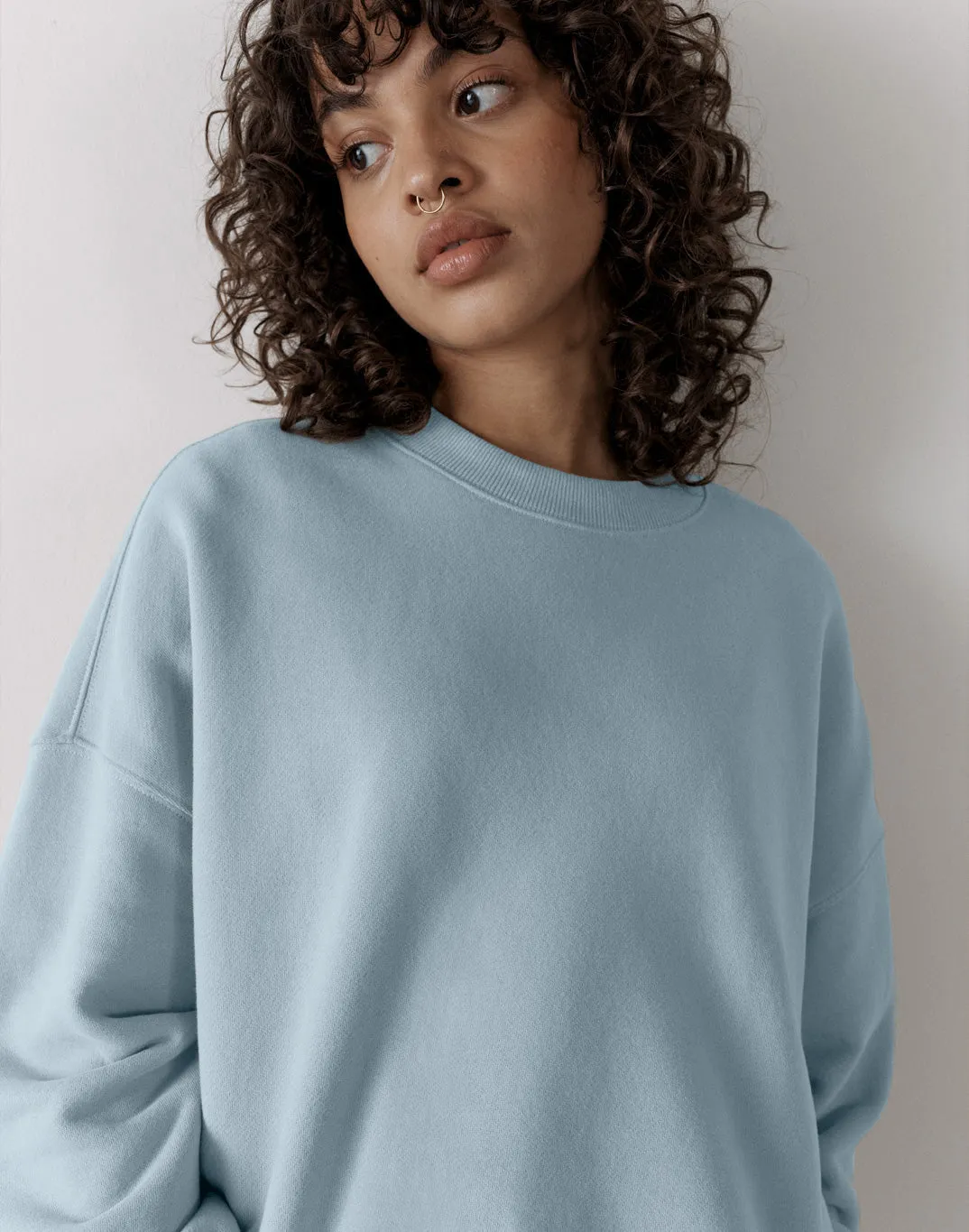 The Oversized Crew in Chalk Blue