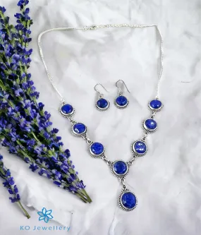 The Silver Gemstone Necklace & Earrings (Blue)