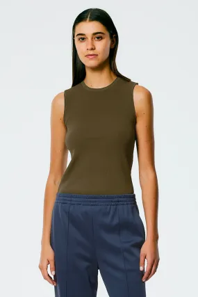 Tibi Giselle Circle Open Back Tank - Wood