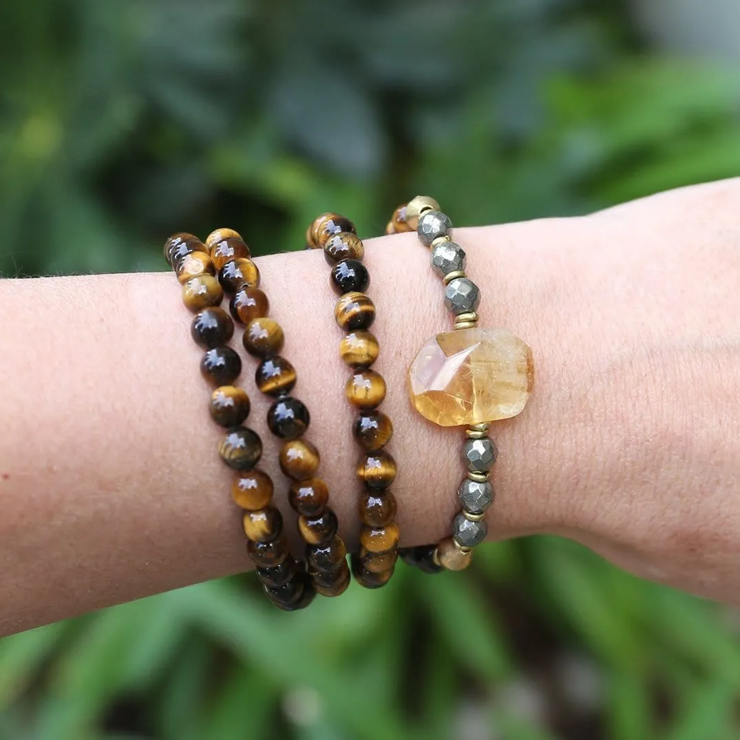 Tigers Eye and Citrine Mala Bracelet