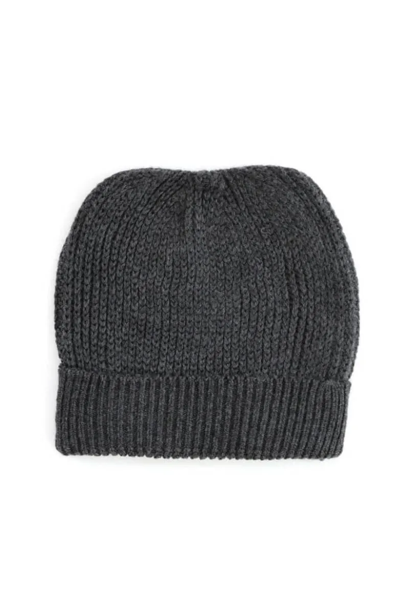 Uimi - Ernest Fishermans Rib Beanie - One Size - Charcoal