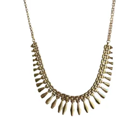 V I N T A G E // Cleopatra's fringe / 10k yellow gold bib necklace with bismark chain / 17