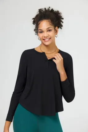 V Notch Neck Long Sleeve Tops