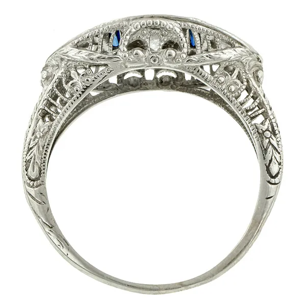 Vintage Filigree Diamond & Sapphire* Ring