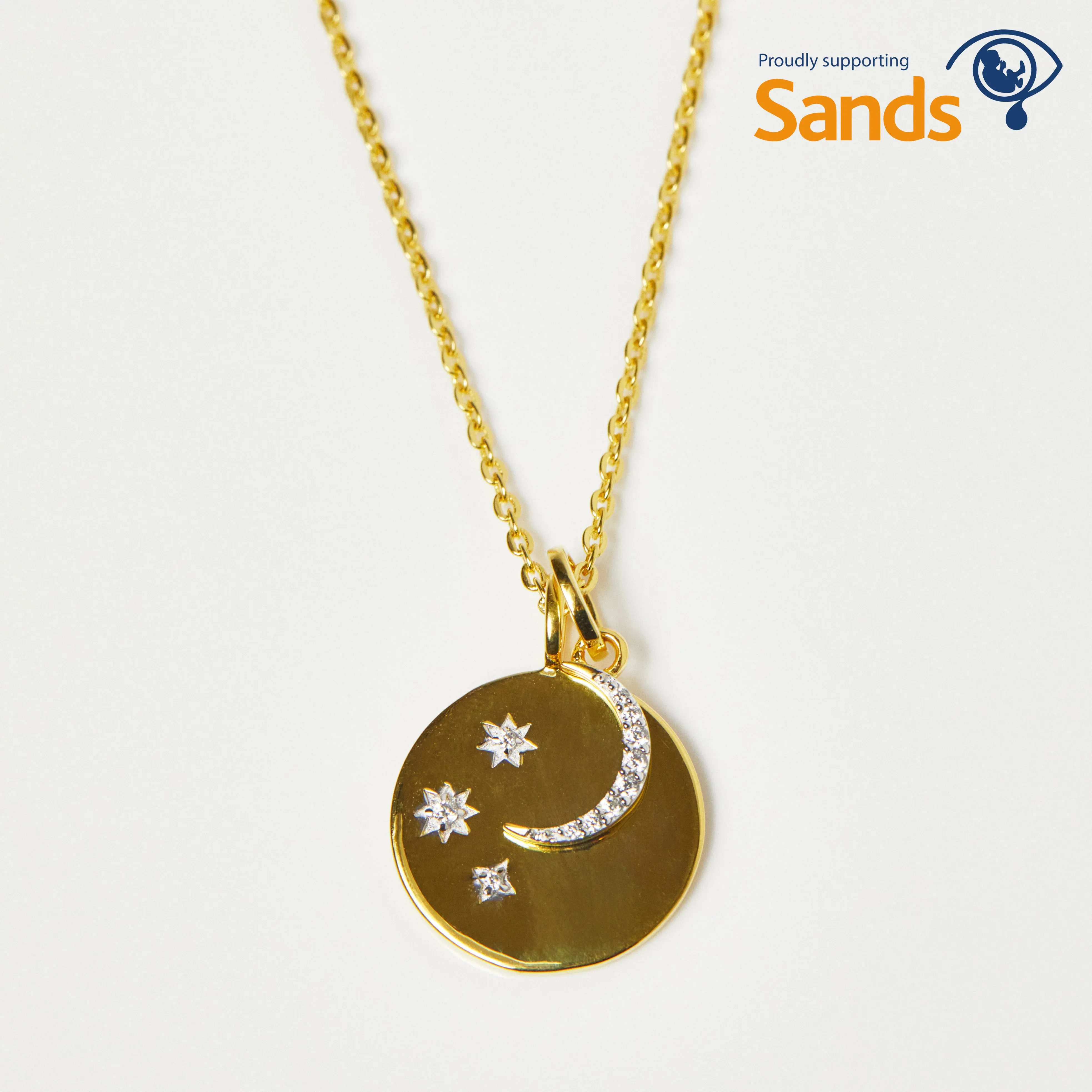 We will look for you in the stars Coin Necklace with Crescent Moon Charm