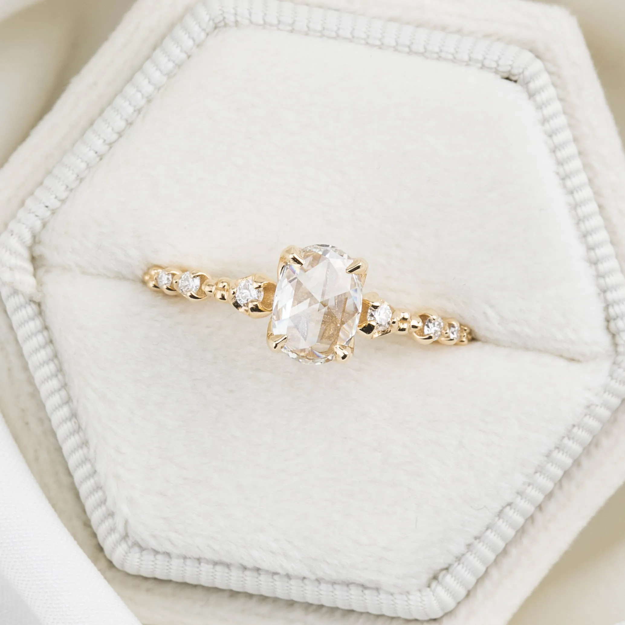 Wisteria Ring 0.63ct Oval Rose Cut Diamond, 14K Yellow Gold (One Of A Kind)