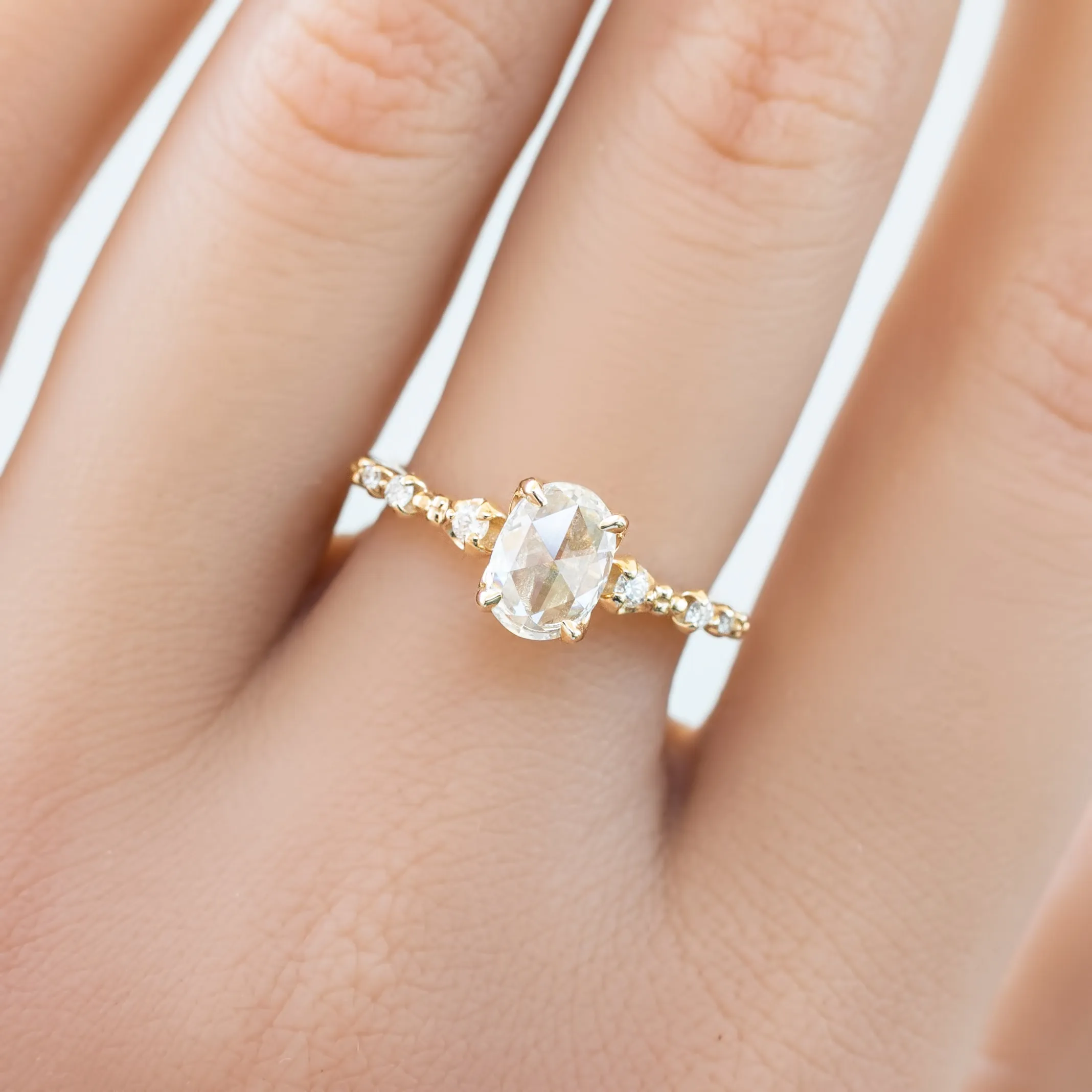 Wisteria Ring 0.63ct Oval Rose Cut Diamond, 14K Yellow Gold (One Of A Kind)