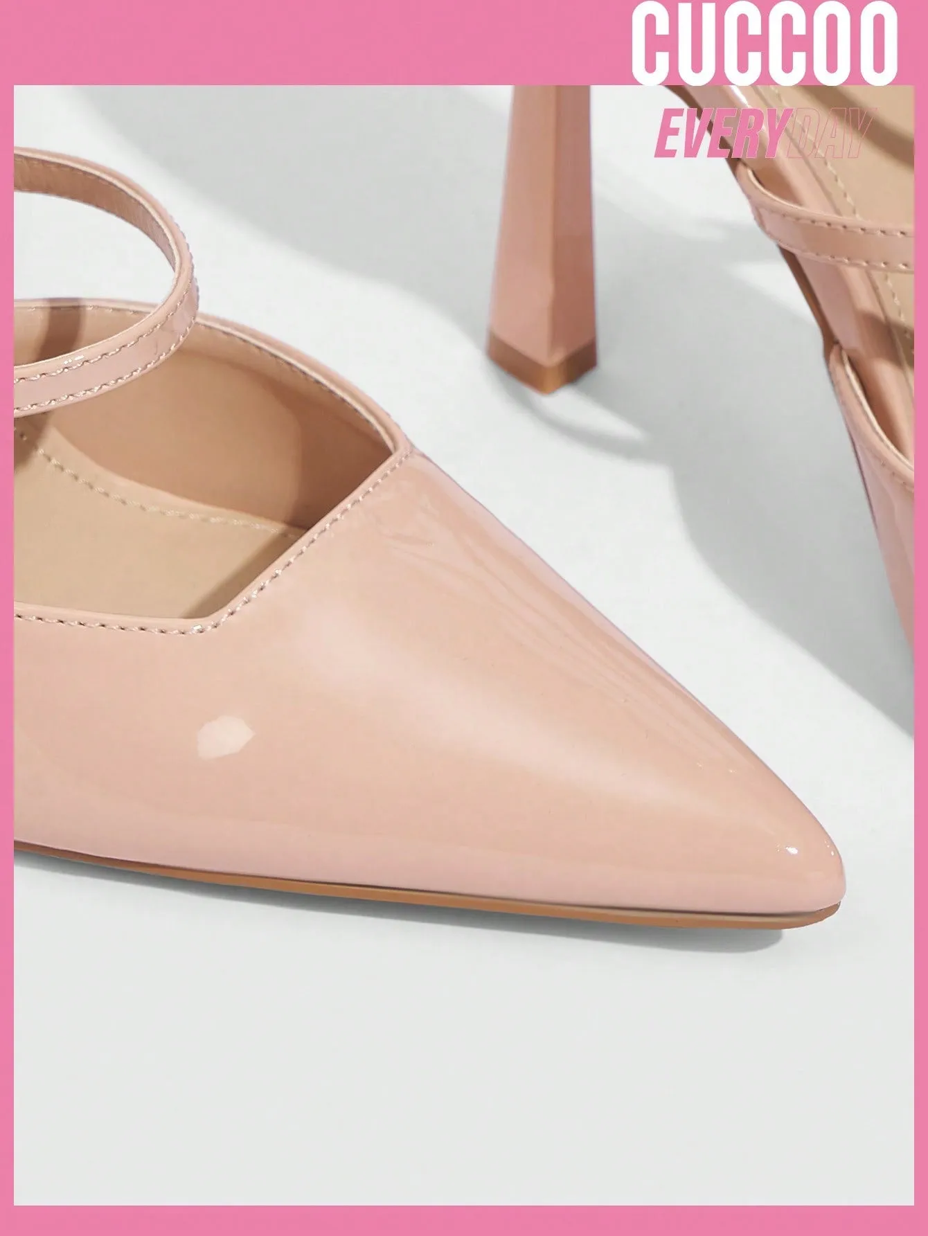 Woman Shoes High Heels Pointed Toe Apricot-Colored Fashionable Shoes With Ankle Strap For Spring And Summer