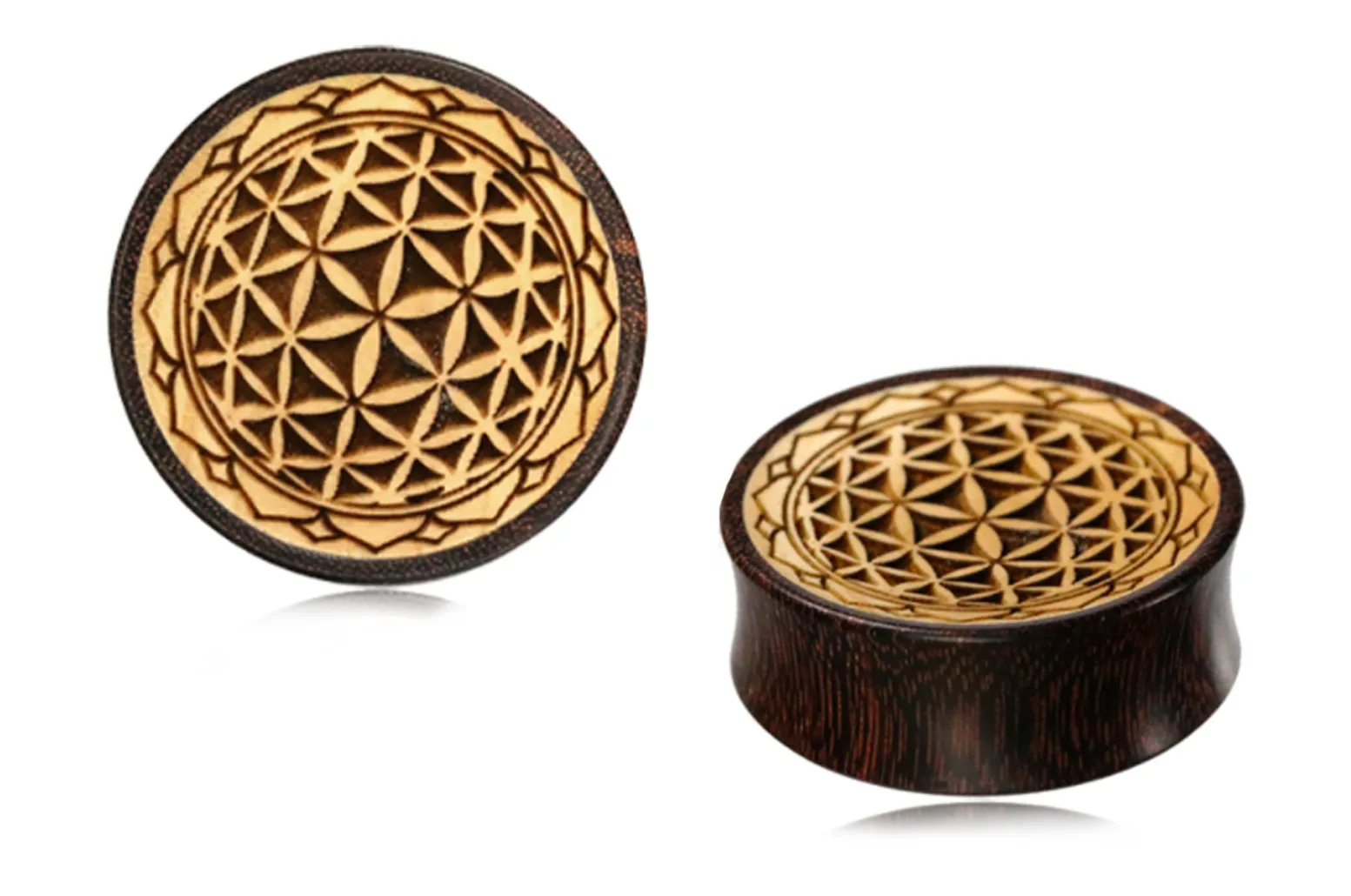 Wooden Flower of Life Plugs