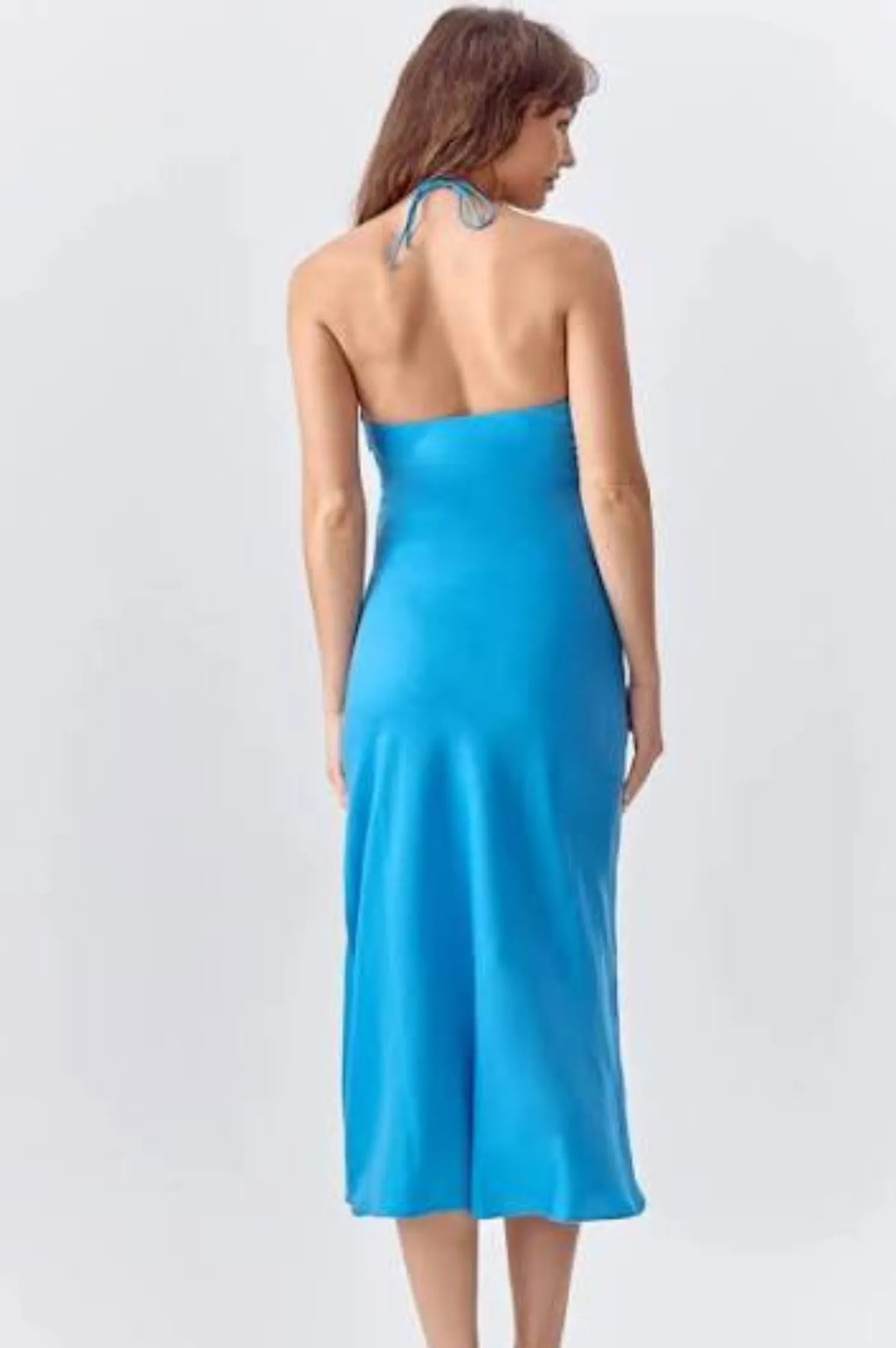 Yvonne Satin Halter Dress